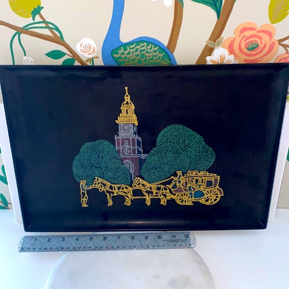 Vintage Serving Tray; Couroc Monterey Melamine Tray Colonial Victorian Scene - Picture 13 of 14